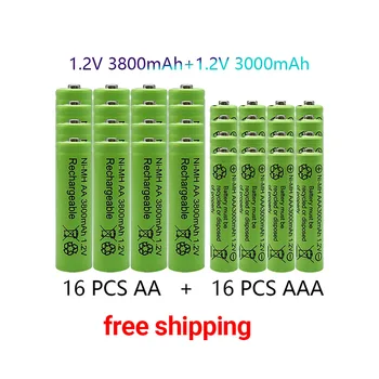 1.2 AA 3800 mah + AAA 3000 mah Батерии Акумулаторна батерия NI-MH акумулаторна батерия livraison безплатна