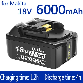 100% Оригинална батерия 18v makita 6000 mah Акумулаторна Батерия Електроинструменти с led Литиево-йонна батерия Заместител на LXT BL1860B BL1860 BL1850