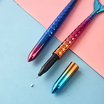 1000 бр. химикалки във формата на русалки, градиент цветна подарък дръжка с риба опашка, канцеларски материали, мультяшные гел химикалки