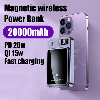 20000 ма Магнитен Безжичен Power Bank PD20W Macsafe Powerbank Външен Помощник на Батерията За Зареждане на iphone 12 13 14 Pro Mini Max
