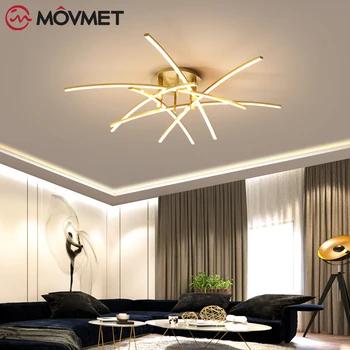2021 Модерен led тавана лампа, оцветени в злато метален акрил за дневна, кабинет, спалня, вътрешен матово бяло домашно осветление