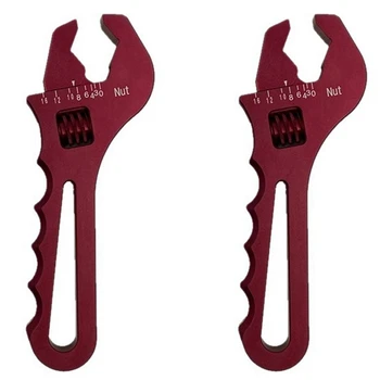 2X регулируем гаечен ключ, гаечен ключ, алуминий гаечен ключ, инструмент за инсталиране на маркуча, алуминиев гаечен ключ AN3-AN16 - Червен