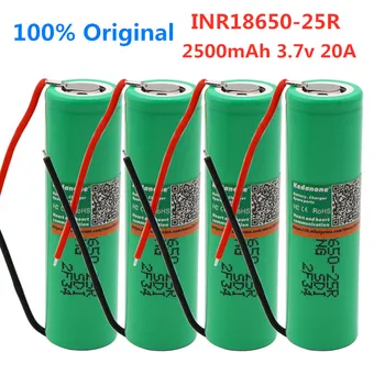 4 бр. 100% Оригинален INR18650-25R 2500 ма Марка за 18650 литиево-йонна батерия 2500 mah Акумулаторна батерия 3,6 В INR18650 25R + DIY тел
