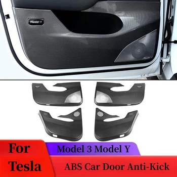 4 бр. етикети на автомобилна врата в стила на въглеродни влакна със защита от удари, за Tesla, модел Y модел 3 2019-2023 Вътрешно защитно покритие