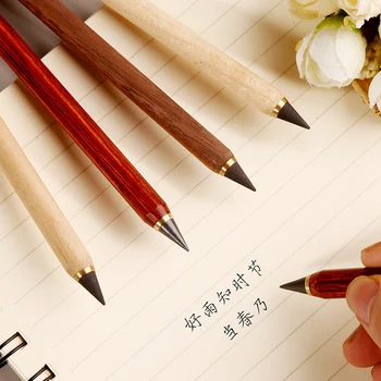 4 бр./компл. творчески ретро вечните дървени моливи, без мастило, с неограничен брой училищни канцеларски принадлежности за писане и рисуване Kawaii