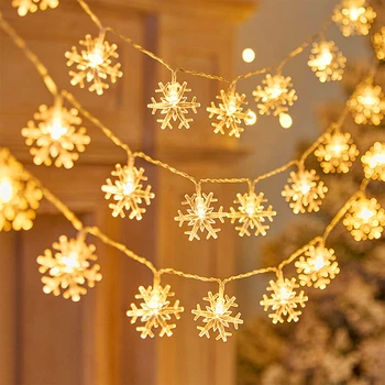 5 М 50LED снежинки струнни светлини, Забавни коледни декорации 2023 Коледно дърво Светлинна венец Навидад подаръци за нова година страхотна светлина