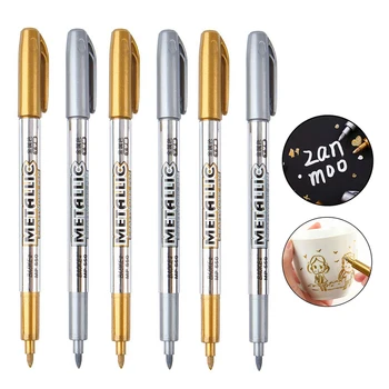 50 бр. метални маркер химикалки, сребристи метални постоянни маркери за илюстрации на художниците, занаяти, подарък