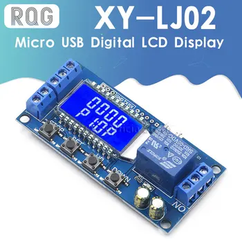 6-30 В Micro USB Цифров LCD дисплей, Реле закъснение на време, Модул за управление таймер Преминете триггерного цикъл модул XY-LJ02