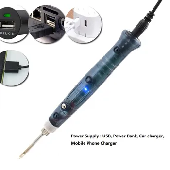 8 W USB поялник Електрически нагревателни инструменти Малък съвет, за да преработи с индикаторна лампа Дръжка за заваряване ABS + оборудване от неръждаема стомана