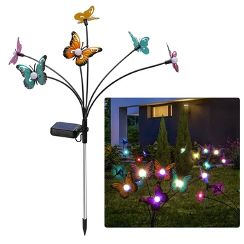 8-режимни слънчеви led светлини-пеперуди, градински цветни декоративни фенери, водоустойчив градински фенери за тревата, Коледни светлини