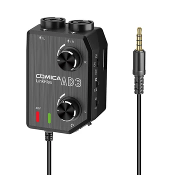 Comica LinkFlex AD3 Двоен XLR/3.5 мм /6,35 мм-3,5 мм Аудио Предусилвател смесване конзоли Адаптер за Китарен микрофон за Камера за Смартфон