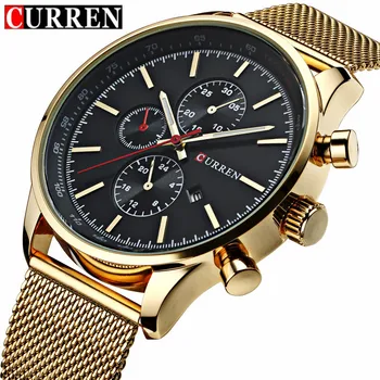 CURREN 8227 Модерен мъжки часовник лукс, висок клас марка, водоустойчив ръчен часовник, мъжки кварцов часовник с аналогова дата, златни спортни ежедневни часовници
