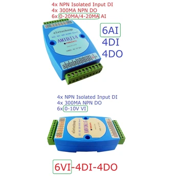 DC 12 В 24 В 6AI-4DI-4DO/6VI-4DI-4DO RS485 Аналогов Цифров Многофункционален модул за вход-изход Rtu PLC, HMI PC Текстов редактор