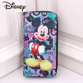 Disney Mickey Нов дамски портфейл Модерен Дълъг чантата си Голям Капацитет, с Анимационни Модел, Универсален ден за ден в Чантата За Съхранение на Карти, Чанта За Телефон