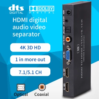 HDMI-съвместим Аудио Екстрактор VGA Конвертор 5.1 CH Dolby AC3, DTS С Оптично SPIDF Коаксиальным Жак 3,5 мм vga MHL Адаптер HD320