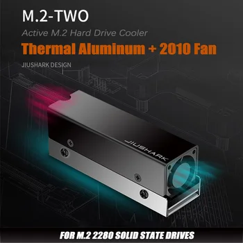 JiuShark M. 2 2280 SSD радиаторный жилетка PCIe 5.0 алуминиев охладител турбо вентилатор PS5 висока скорост на вентилатора 2010, с ниско ниво на шум