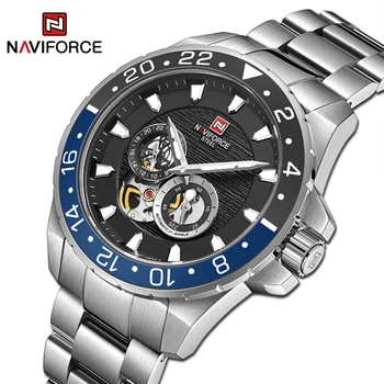 NAVIFORCE оригинални автоматични механични часовници за мъже военни висококачествени водоустойчиви часовници е от неръждаема стомана Relogio Masculino