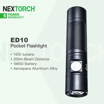 Nextorch 4Tool ED10 1400 Лумена Акумулаторна батерия Led Фенерче с пристанище Type-C, Компактен Джобен фенер EDC с 18650 за къмпинг, разходки
