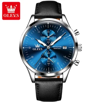 OLEVS 2880 Часовници мъжки маркови луксозни кожени спортни ръчни часовници Дата мъжки кварцов часовник