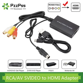 PzzPss RCA/AV SVIDEO-HDMI-Съвместим Адаптер за DVD, TV HD STB, Съвместими с PS2/PS3, 720P/1080P AV S-VIDEO Видео Конвертор