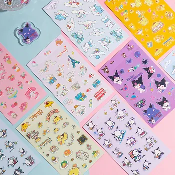 Sanrio Мультяшные Лазерни Етикети Украса Cinnamoroll Kuromi Hello Kitty Стикер Бележника си САМ 