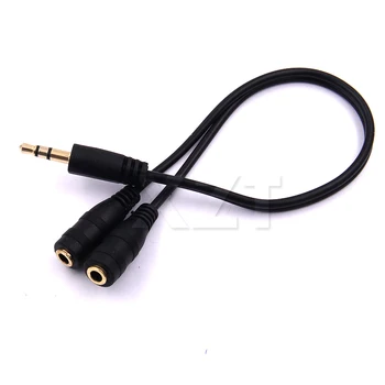 Y-образен сплитер за слушалки 3.5 мм удлинительный кабел стерео Аудио 3.5 мм мъжки към 2 порт 3.5 мм женски разделител микрофон позлатен адаптер