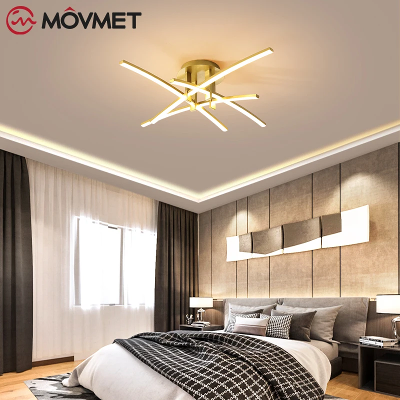2021 Модерен led тавана лампа, оцветени в злато метален акрил за дневна, кабинет, спалня, вътрешен матово бяло домашно осветление