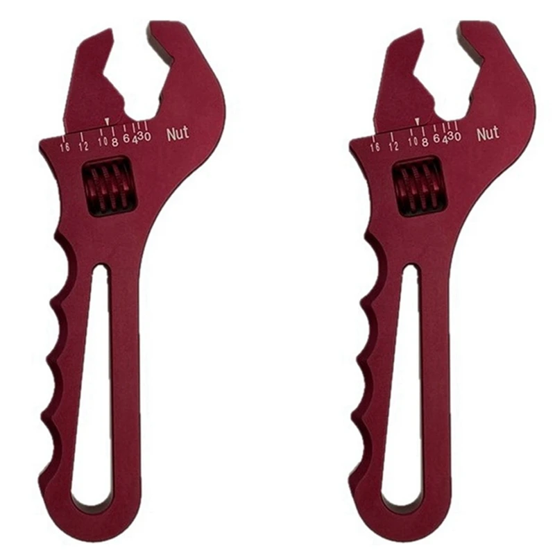 2X регулируем гаечен ключ, гаечен ключ, алуминий гаечен ключ е инструмент за инсталиране на маркуча Алуминиев гаечен ключ AN3-AN16 - Червен
