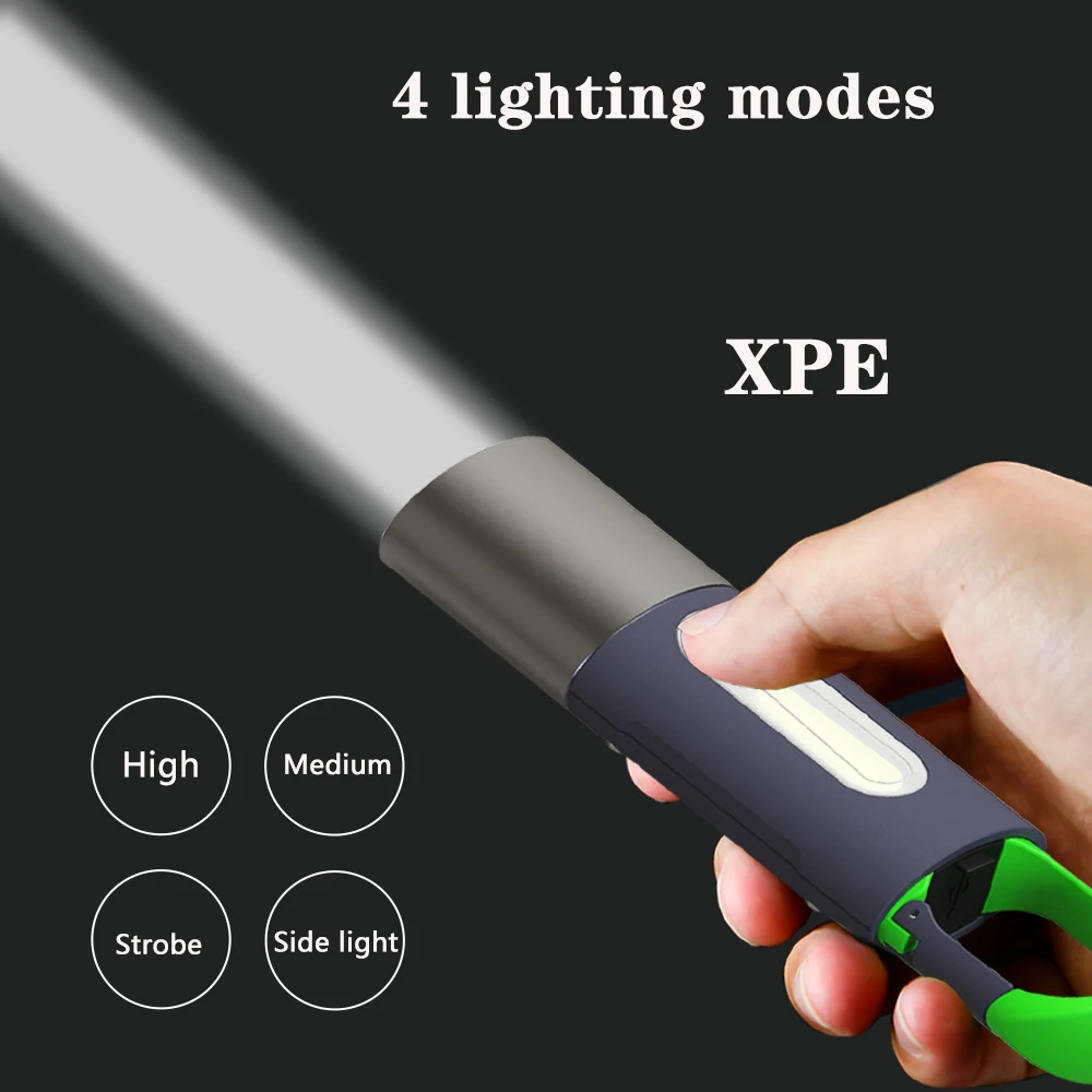 USB акумулаторна фенерче с висока яркост, мащабируем led фенерче със странична подсветка на КОЧАН, на 4 режима, прожекторный фенер за нощуване на открито