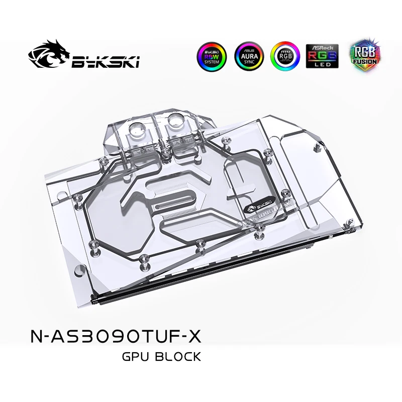 Воден блок Bykski се Използва за ASUS TUF RTX 3090 O24G GAMING/TUF RTX3080 O10G GAMING GPU Карта/ Меден Блок / Задната част на панела RGB AURA