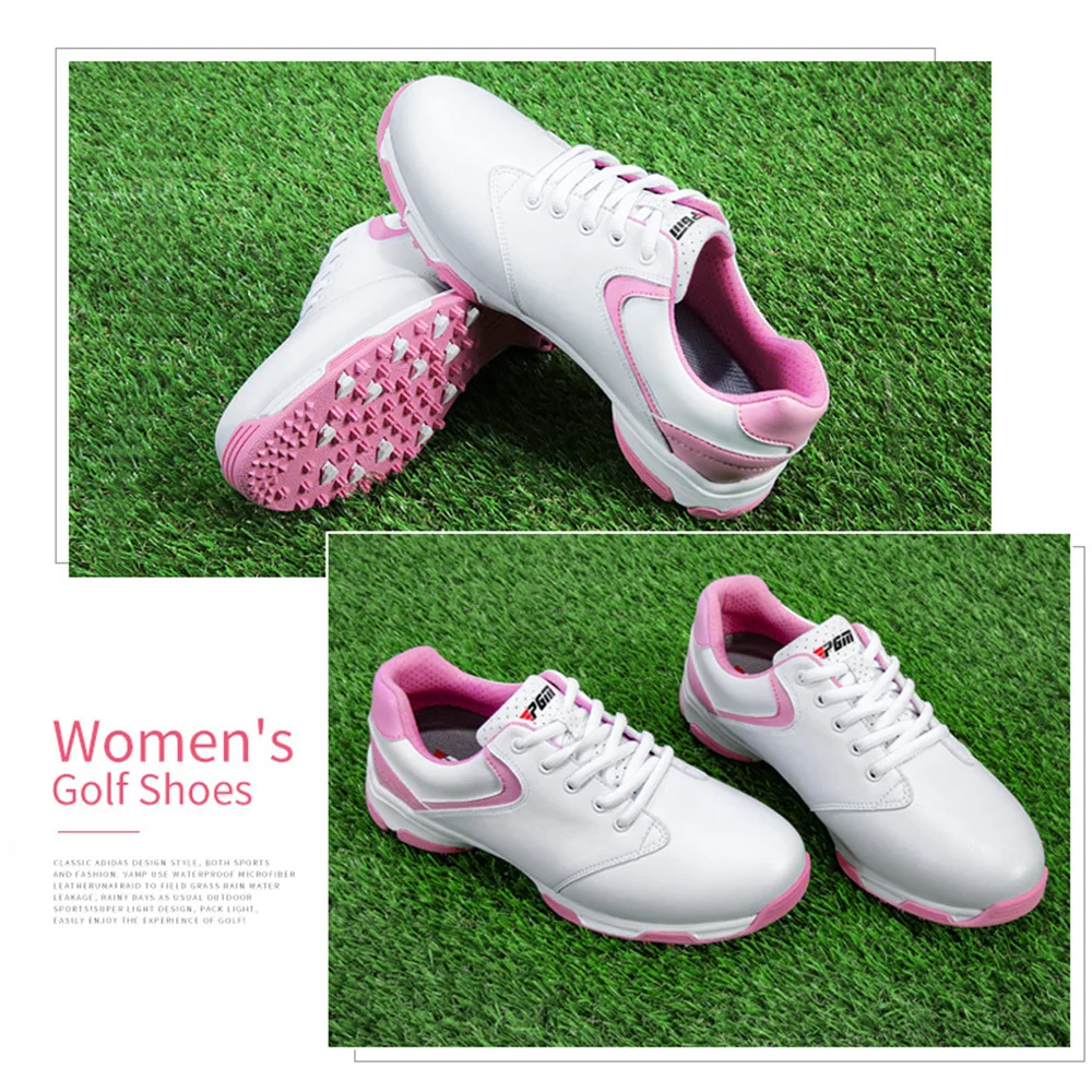 Дамски обувки за голф PGM, леки маратонки с защита от странично приплъзване, водоустойчиви дамски маратонки без бодли от фибростъкло, дишащи маратонки XZ051