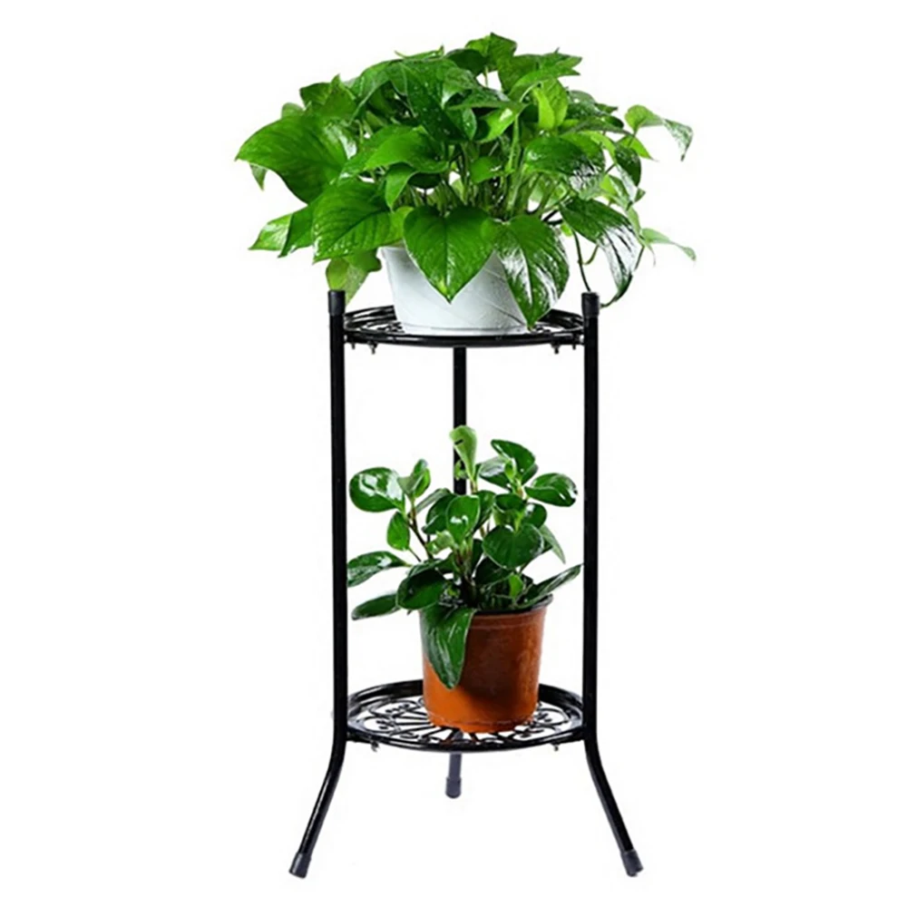 Двупластова елегантна метална стойка за растения Полк титуляр за растения в саксии Съвременните високи стойки за саксии за вътрешен и външен декор B