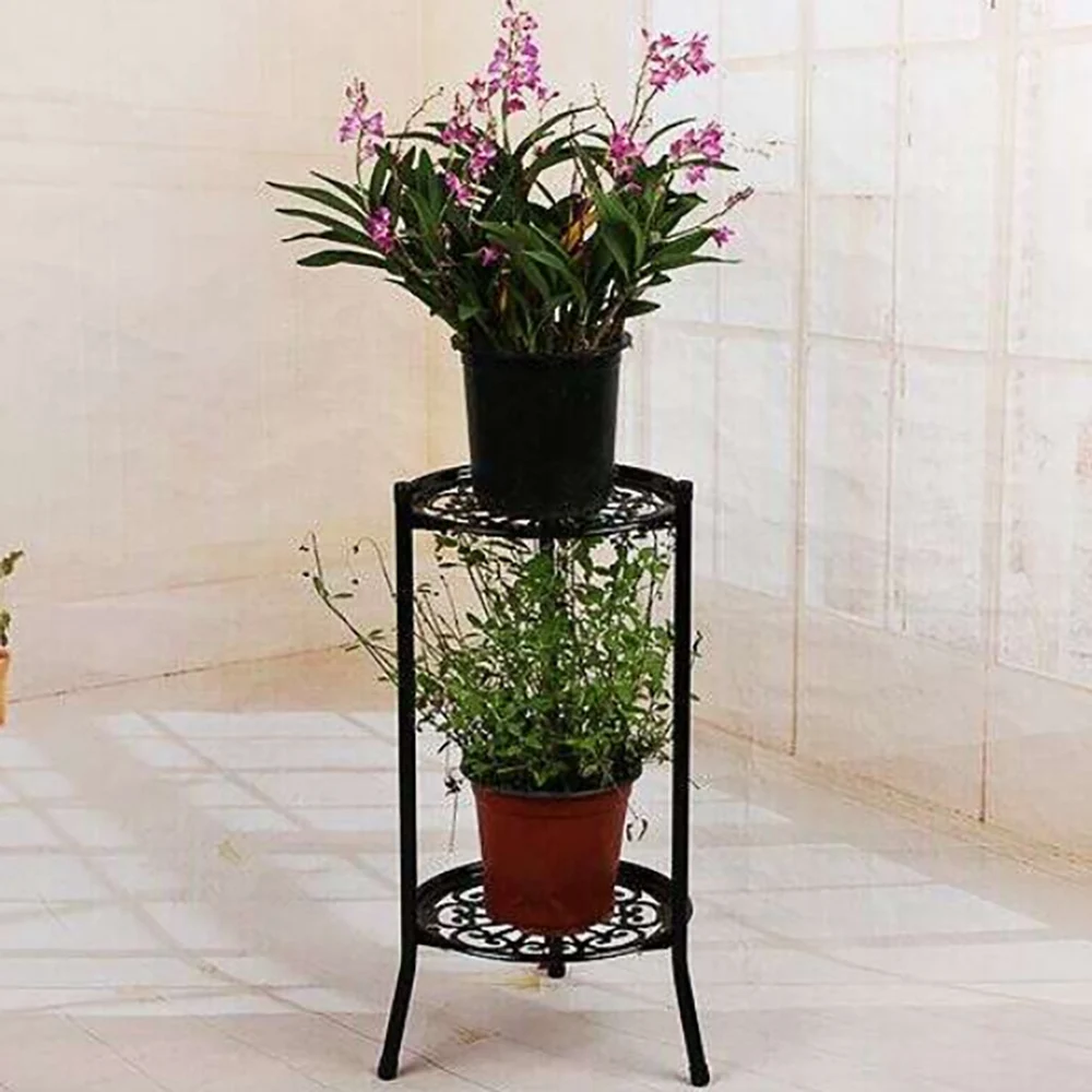 Двупластова елегантна метална стойка за растения Полк титуляр за растения в саксии Съвременните високи стойки за саксии за вътрешен и външен декор B