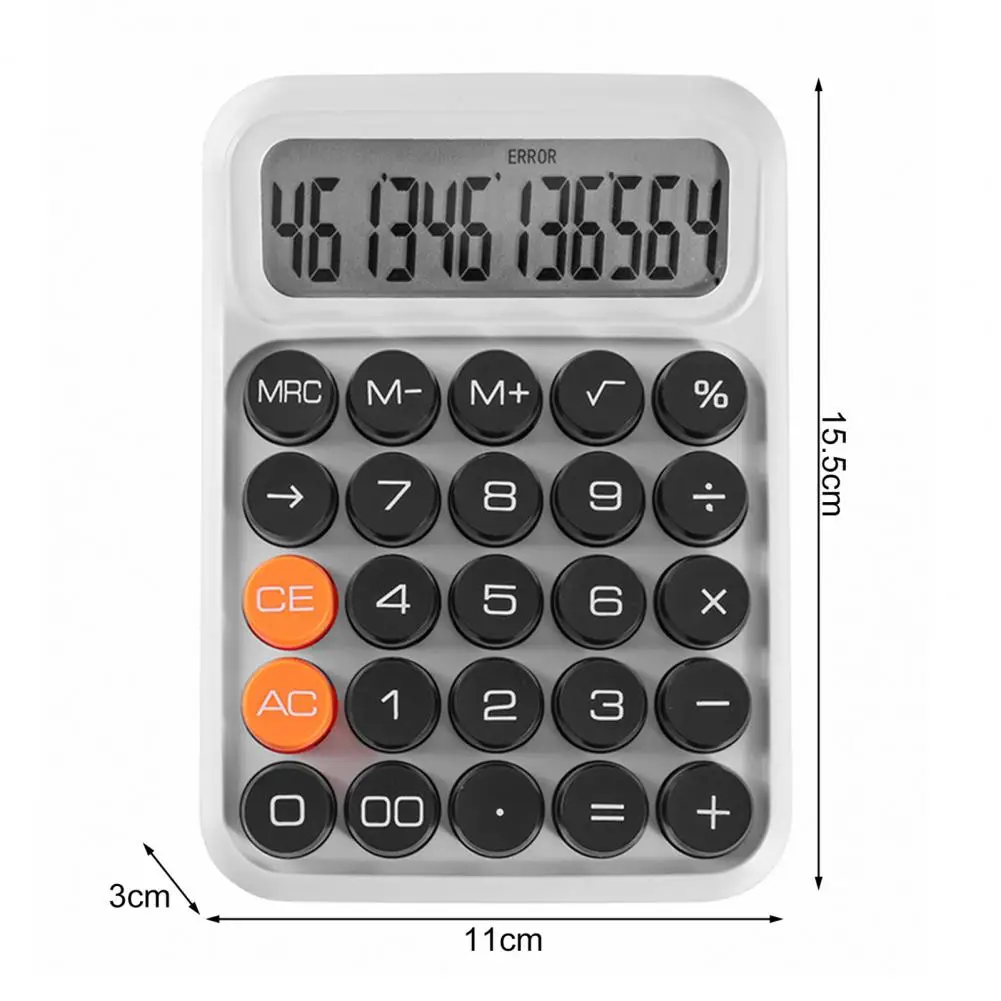 Настолен калкулатор, 12 цифри, големи кръгли гъвкави бутони, ярки цветове, голям LCD дисплей, финансов студентски калкулатор захранван с батерии