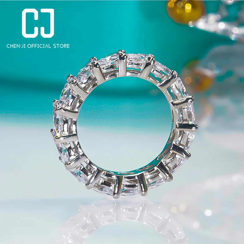 Ново модно сватбена халка с высокоуглеродистым диамантен пръстен от сребро 925 проба с платинен покритие, луксозни и изискани модни индивидуални гривни