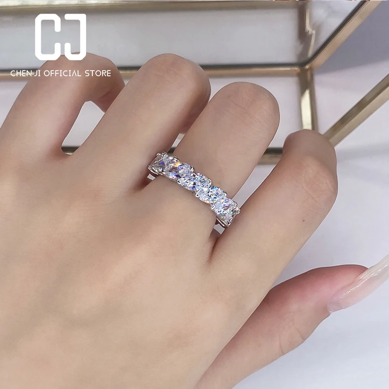 Ново модно сватбена халка с высокоуглеродистым диамантен пръстен от сребро 925 проба с платинен покритие, луксозни и изискани модни индивидуални гривни