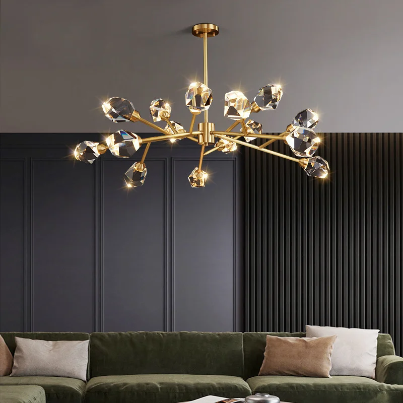 Осветление златен кристал полилей Модерен лукс на европейския домашно осветление Модерна спалня полилей за хола лукс