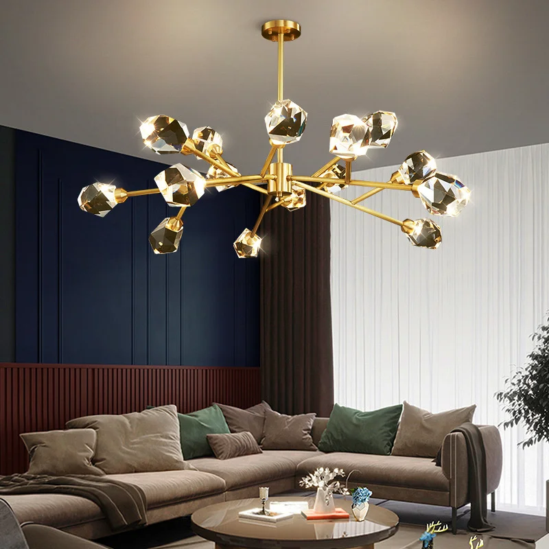 Осветление златен кристал полилей Модерен лукс на европейския домашно осветление Модерна спалня полилей за хола лукс