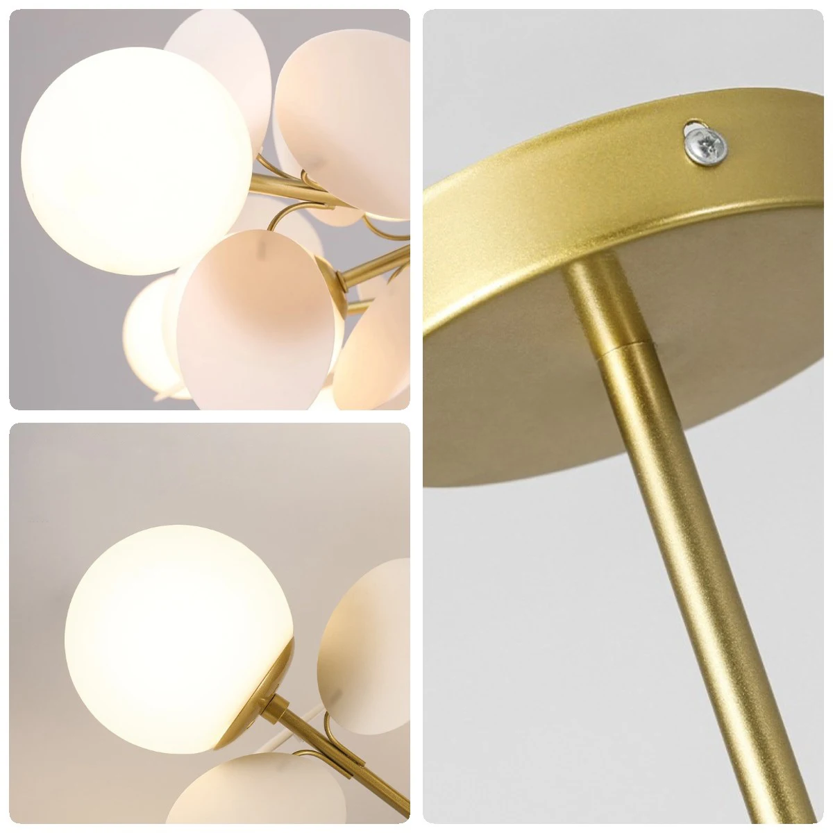 Полилей SANDYHA Модерен цветен акрил окачен лампа със стъклена топка, дизайн клони, led лампа за детски стаи, интериор за хол