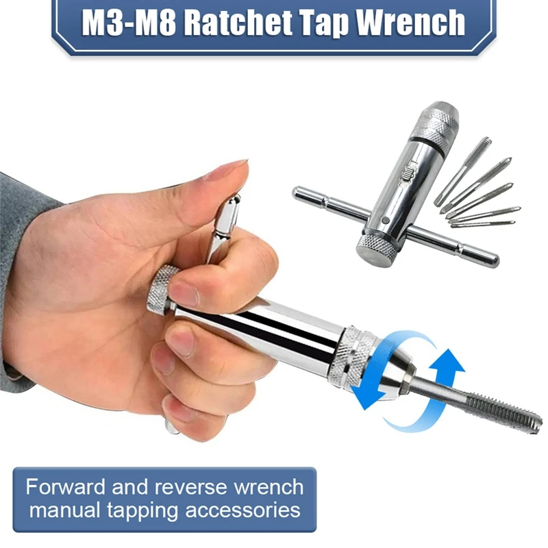 Регулируеми ръчно гаечен ключ с храповиком, ръчно резьбовая арматура, гаечен ключ M3-M8 с прав и обратен ключ