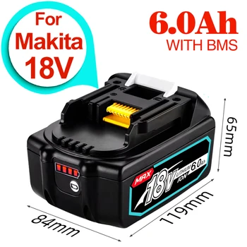 Акумулаторна Батерия инструмент Makita 18V BL1860 B 18V 6.0 AH Резервна Батерия за Makita 18V BL1860 BL1840 BL1850 със зареждането на DC18RF