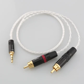 Аудио кабел-адаптер Audiocrast3, 5 мм Стерео с 2 Щепсела RCA 8-жилен аудио кабел с Медна Посеребрением 7N OCC