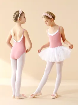 Бански за момичета, фитнес балетен костюм с пола-набор за танци, детски костюм на височина 100-160 см