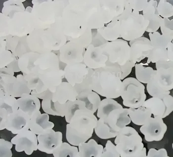 Безплатна доставка-300 бр. бели цветя матови акрилни мъниста мъничета изводи 10x9 мм D0153