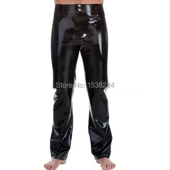 Гумени латекс мъжки панталони Панталони фетиш костюми с джобове плюс размер XXXL Доставка по поръчка