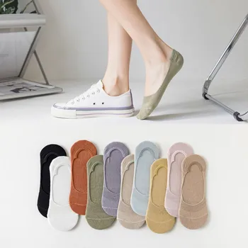 Дамски удобни прости силиконови чорапи до глезена, абсорбиращи потта, дишащи невидими дамски чорапи-невидимки B105