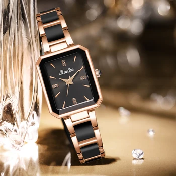 Дамски часовник, модни луксозни часовници за жени, ежедневни водоустойчив кварцов дамски часовник от неръждаема стомана и керамика, Relogio Feminino
