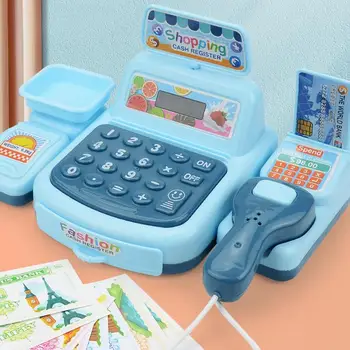 Детски играчки за пазаруване, касов апарат, мини-комплект за супермаркет, симулиращ изчисляване на продукти, парични регистър-часова, ролева игра, играчка за деца