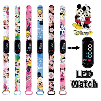 Детски часовник Disney с Мики и Мини маус, cartoony герой, Доналд Дък, Дейзи, led електронен спортен водоустойчив гривна, детски часовник
