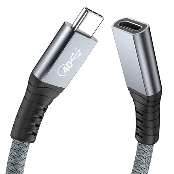 Добро Качество Сплетен кабел за Удължаване USB4 Type C за мъже и жени, удължителен кабел USB 40 Gbit/s и USB C 4.0 PD 100 W 20V5A, 40 gbps